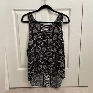 Floral Celestial Black Tank Top